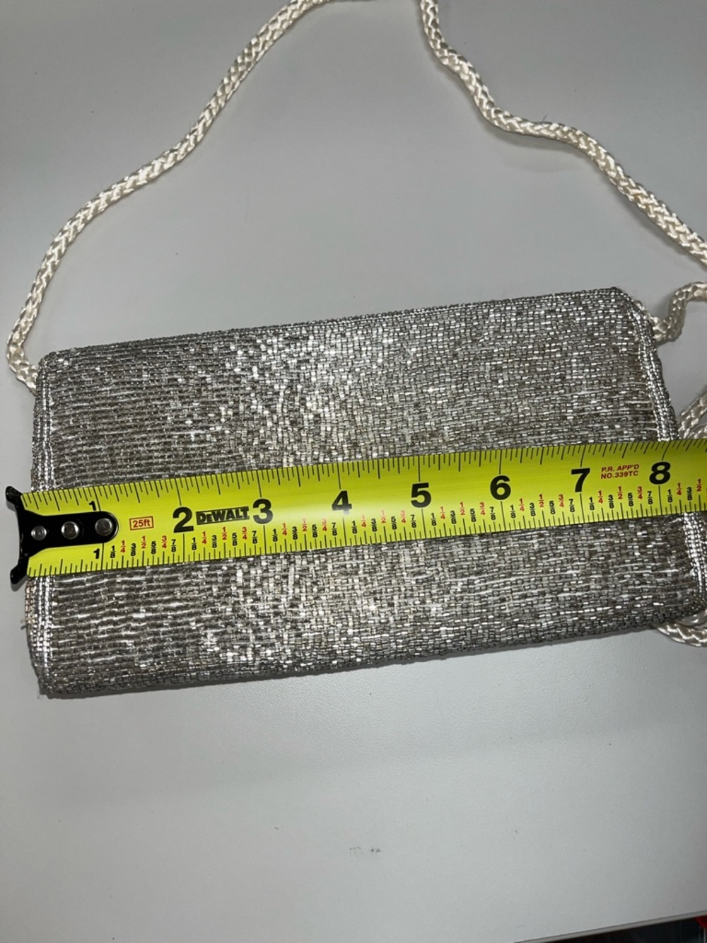 La Regale Silver Scallop Beaded Clutch / Shoulder Bag - Picture 9 of 16